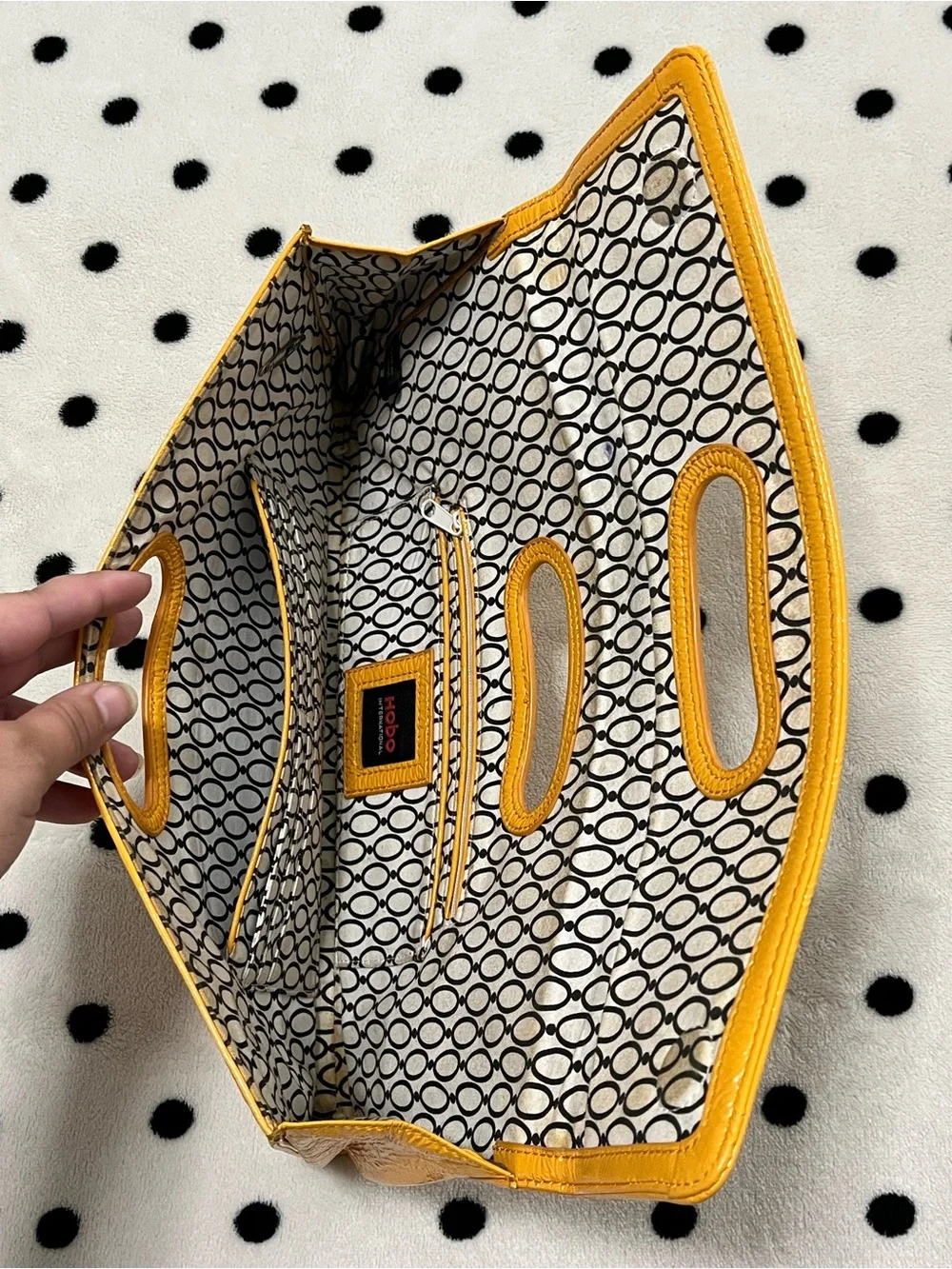 HOBO International Y2K Katrina Mustard Patent Leather Clutch